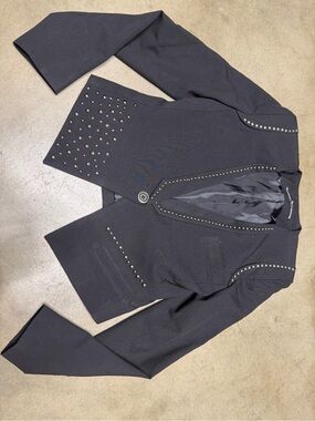 Alexander Wang Black Stud-Trim Single-Button Blazer Size S